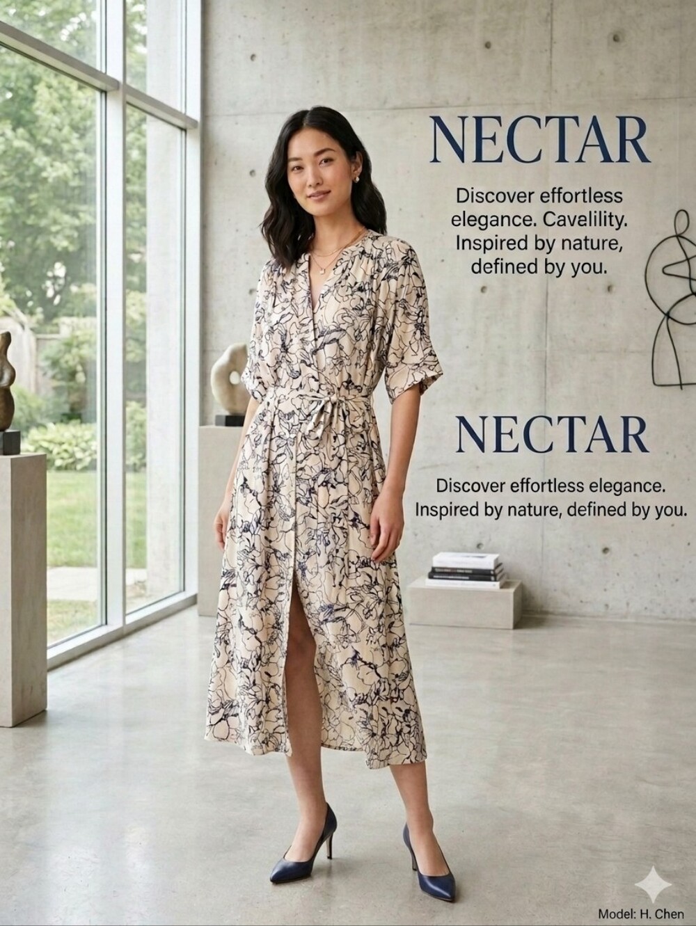 Nordstrom | Floral Tie-Waist Midi Dress